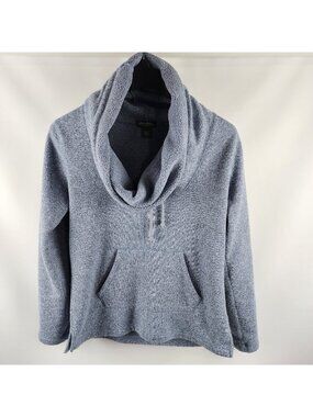 Eddie Bauer Sweater Womens Large Blue Funnel Cowl Neck Fleece